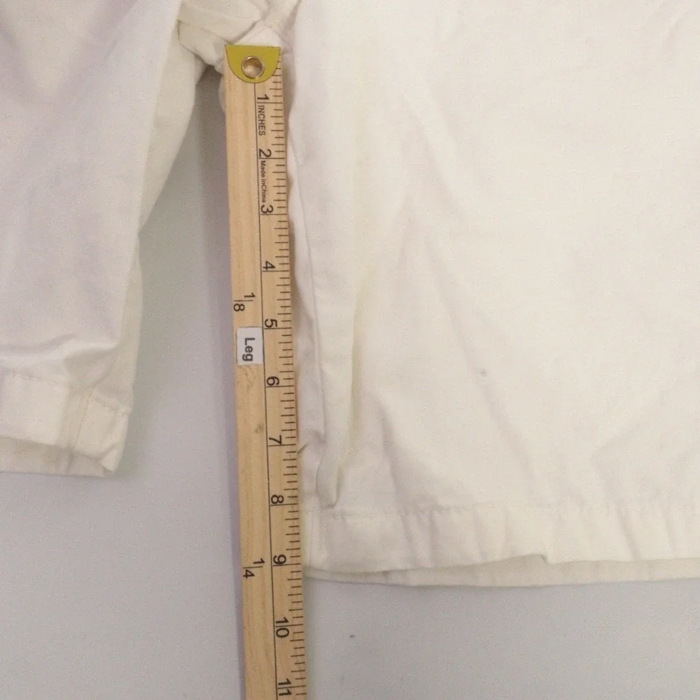 Vintage Hollister Shorts Mens 33 White Canvas Button Fly Chino Bermuda 9